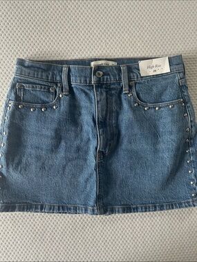 Abercrombie & Fitch High-Rise Studded Denim Mini Skirt